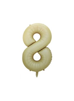 32 Inch Oat Colored Foil Number Balloon No. 8 Elegance for Birthday, Anniversary, and Special Celebrations