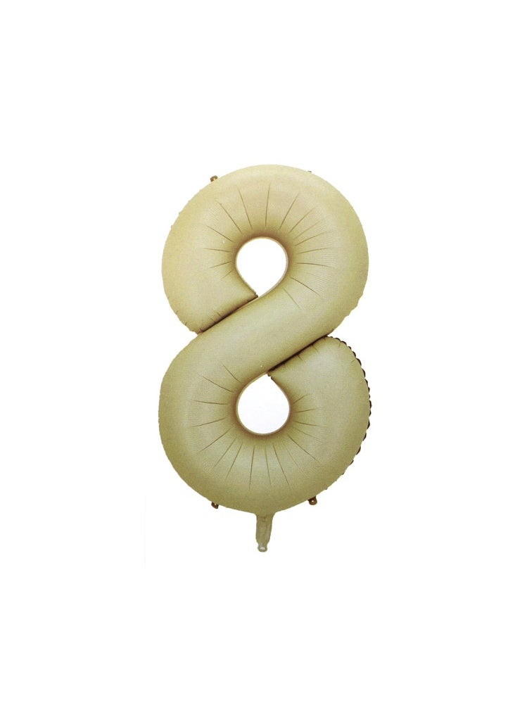 PARTY FUN - 32 Inch Oat Colored Foil Number Balloon No. 8 Elegance for Birthday, Anniversary, and Special Celebrations - Image 1