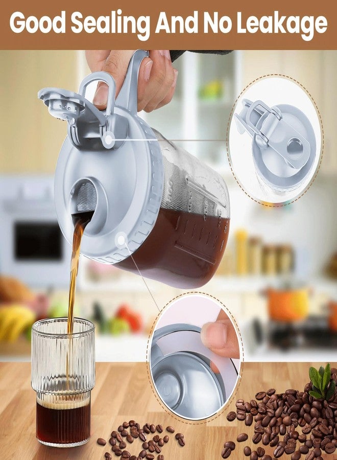 QHH Cold Brew Coffee Maker,32 oz Mason Jar Pitcher with Stainless Steel Filter, Pour Spout Handle Lid, Heavy Duty Glass Airtight & Leak-Proof Pitcher for iced coffee Tea Lemonade-Gray - Image 3
