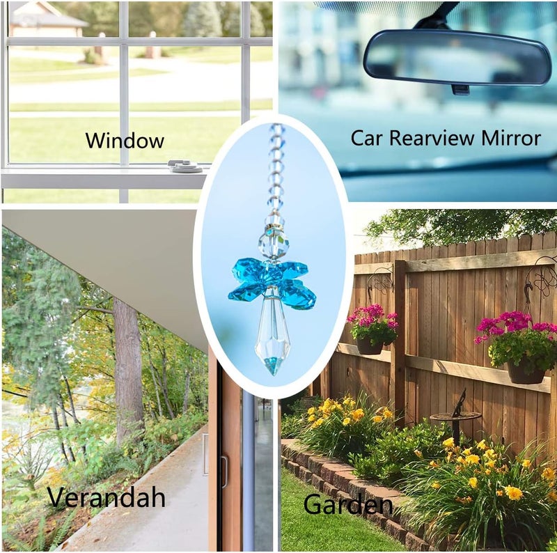 QFkris Rainbow Guardian Angel Crystal Suncatcher as Home/Car Decoration & Porch Decor & Hangings Crystal Glass Ornament for Mom Women (Blue) - Image 4