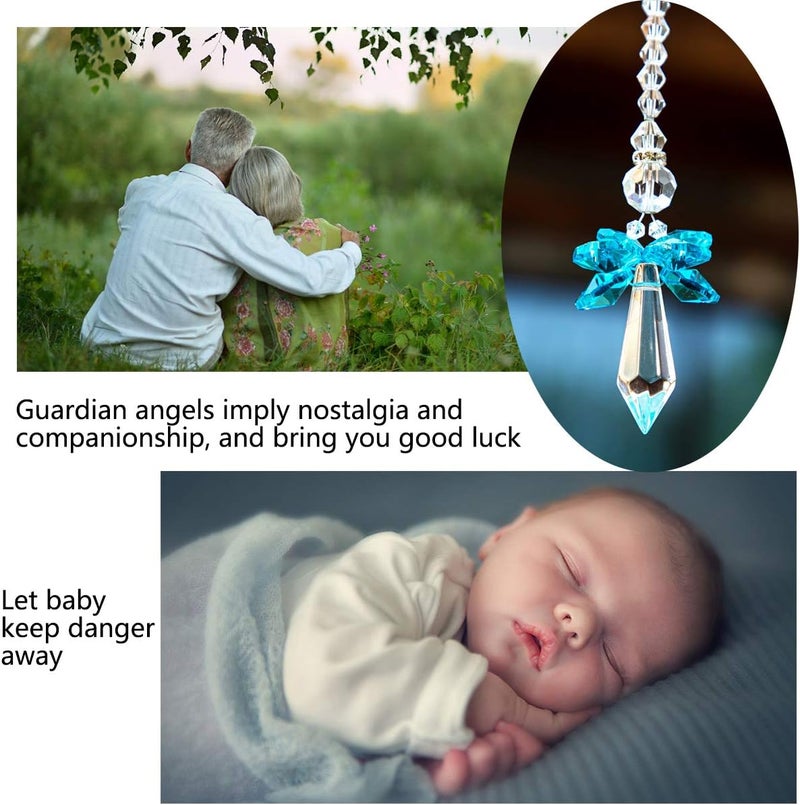 QFkris Rainbow Guardian Angel Crystal Suncatcher as Home/Car Decoration & Porch Decor & Hangings Crystal Glass Ornament for Mom Women (Blue) - Image 5