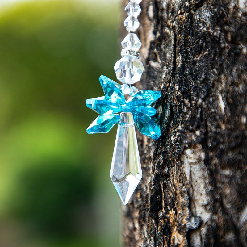 QFkris Rainbow Guardian Angel Crystal Suncatcher as Home/Car Decoration & Porch Decor & Hangings Crystal Glass Ornament for Mom Women (Blue) - Image 3