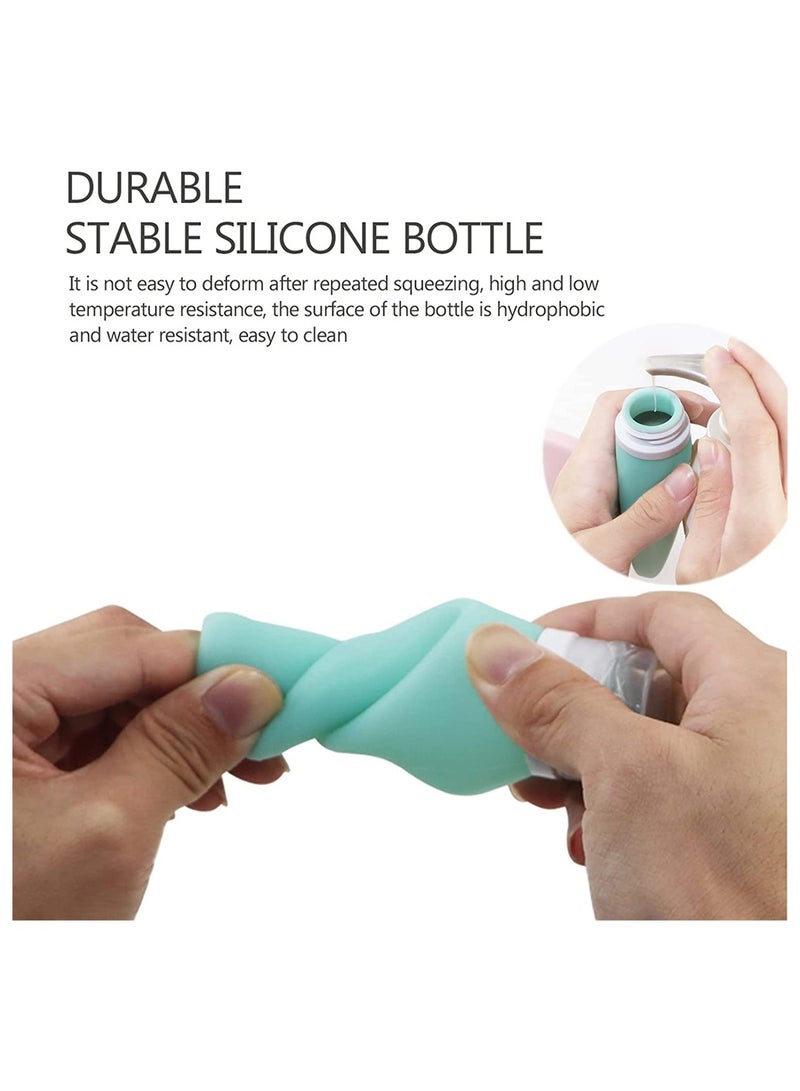 SYOSI 4 Pack Travel Bottles Set, Silicone Travel Toiletries Portable Travel Containers, Leak Proof Refillable Squeezable Silicone Bottle for Liquid Shampoos, Soap and Cosmetic (BPA Free, 3 oz) - Image 2