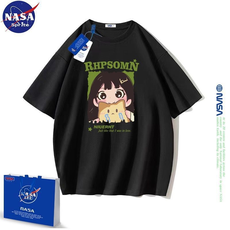 Nasa Joint Short-Sleeved T-Shirt For Men And Women In Niche Loose And Versatile Couple Youth Trendyy Half-Sleeved Top - Image 1