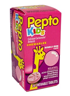 Pepto Bismol Pepto Kid's Chewable Tablets for Heartburn, Acid Indigestion, Sour Stomach, and Upset Stomach, Bubblegum Flavor, 72 Count (Pack of 3)  - Image 2
