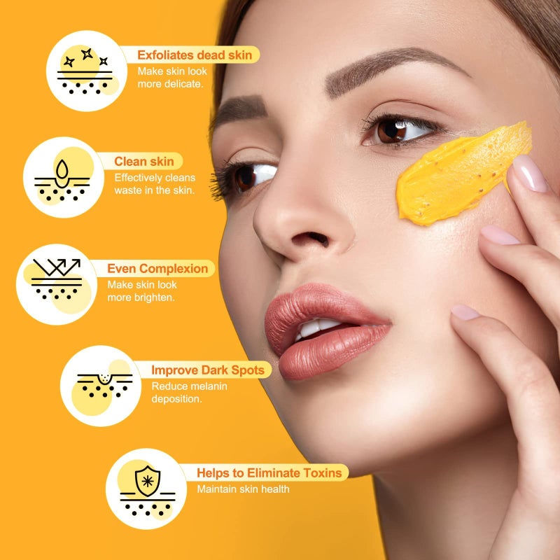 POP MODERN.C Vitamin C and Turmeric Face Scrub Cream Organics Microdermabrasion Facial Scrub Exfoliating Clears Blackheads Improve Dark Spot Acne with Strawberry Extract Exfoliator 130g/4.5oz - Image 3