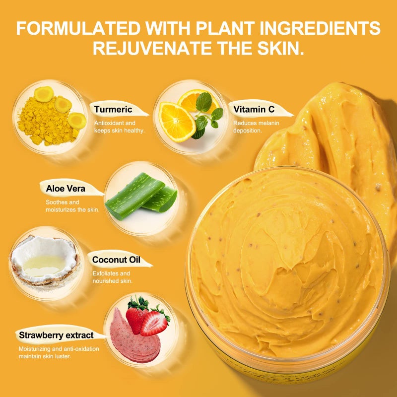 POP MODERN.C Vitamin C and Turmeric Face Scrub Cream Organics Microdermabrasion Facial Scrub Exfoliating Clears Blackheads Improve Dark Spot Acne with Strawberry Extract Exfoliator 130g/4.5oz - Image 2