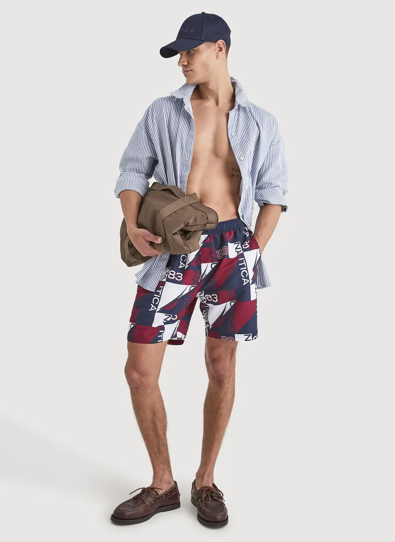 Nautica  Men 7 Inch Swim Shorts for Beach and Pool Wear-Blue for Men | Best Price UAE