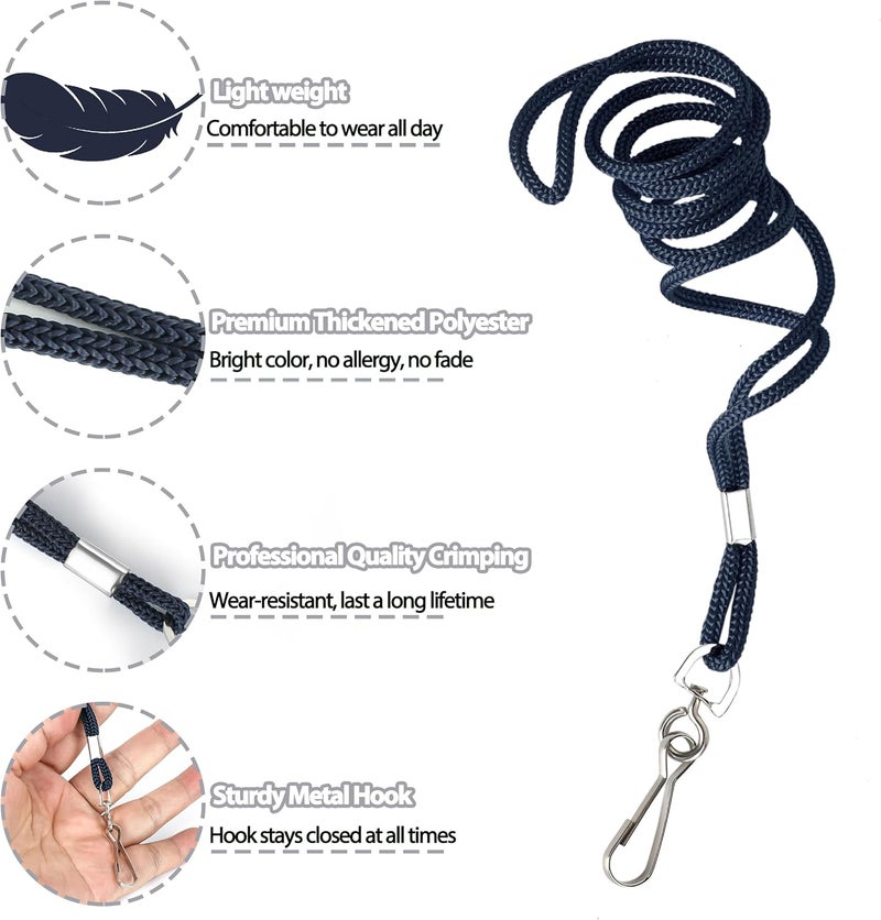 COTODO ID Navy Blue Lanyards Safety Badge Lanyard 36" with Swivel Hook 100 Pack - Image 3