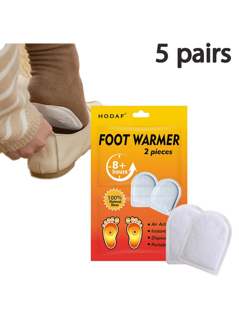 Hodaf 5 pairs Foot Toe Warmers, Up to 8 Hours of Heat Long Lasting, Hot Insole Feet Warmer, Instant Toe Warmers Disposable Adhesive Air Activated Warmers for Winter Outdoor Activities, 5 Pairs - Image 1