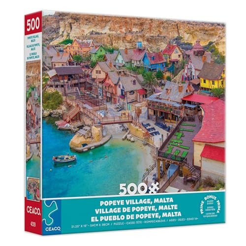 Ceaco لعبة بازل سيكو ألتوغ غاليب قرية بوباي 500 قطعة للبالغين بازل تحدي مثالي لليالي الألعاب الحجم النهائي 24 × 18 - Image 1