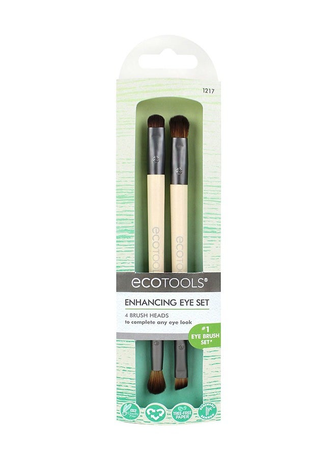 Ecotools - Enhancing Eye Set, Eye Enhancing Duo Brush Set Define Blend & Smudge Eyeshadow & Liner, Eyeshadow Brush, Eye Make Up Brush, Make Up Tool - Image 1