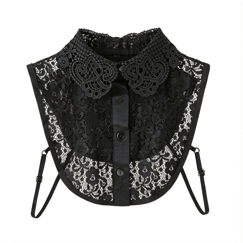 Lace Fake Collar for Women White Floral Cotton Blended Decorative Collar for Sweater Shirt - Image 1