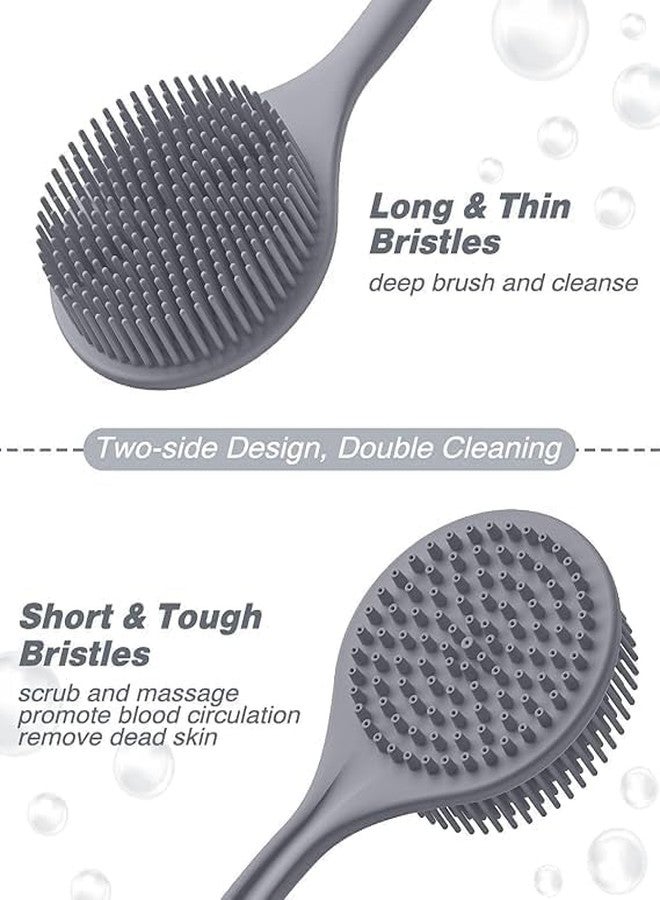 GOMNIK Soft Silicone Back Scrubber Shower Brush with Long Handle - BPA-Free Bath Body Scrub Tool for Dirt Removal - Gentle Exfoliation for Men & Women - Multicolor - Image 5