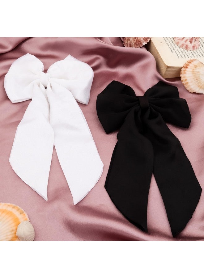 PRITASHA Hair Bows For Women, Bow Clips For Women - Barette Hair Clip - Hair Bow Clips for Women and Girls, Cute Hair Accessories For Girls (PACK OF 2(BLACK,OFF WHITE)) - Image 1