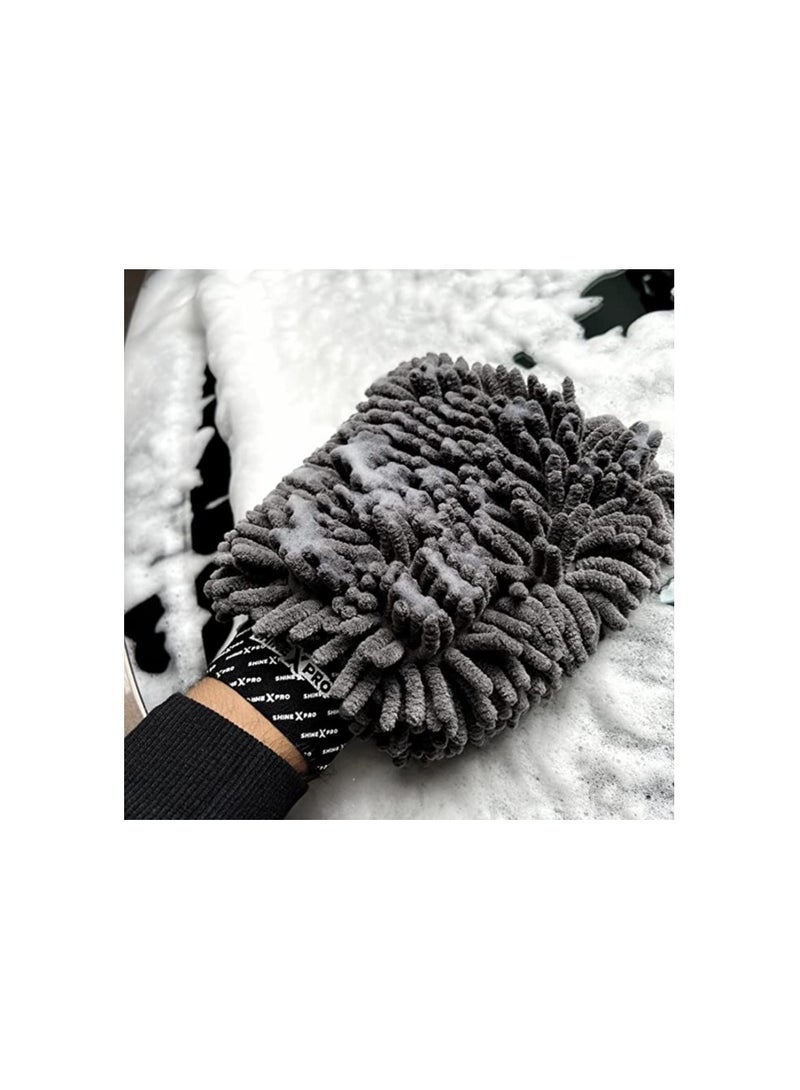 Microfiber Wash Mitt - Ultra Soft, Extra Plush, Dual Sided, Scratch Free and Super Absorbent Car Duster Gloves - Premium Car and Bike Washing Accessories - Image 4