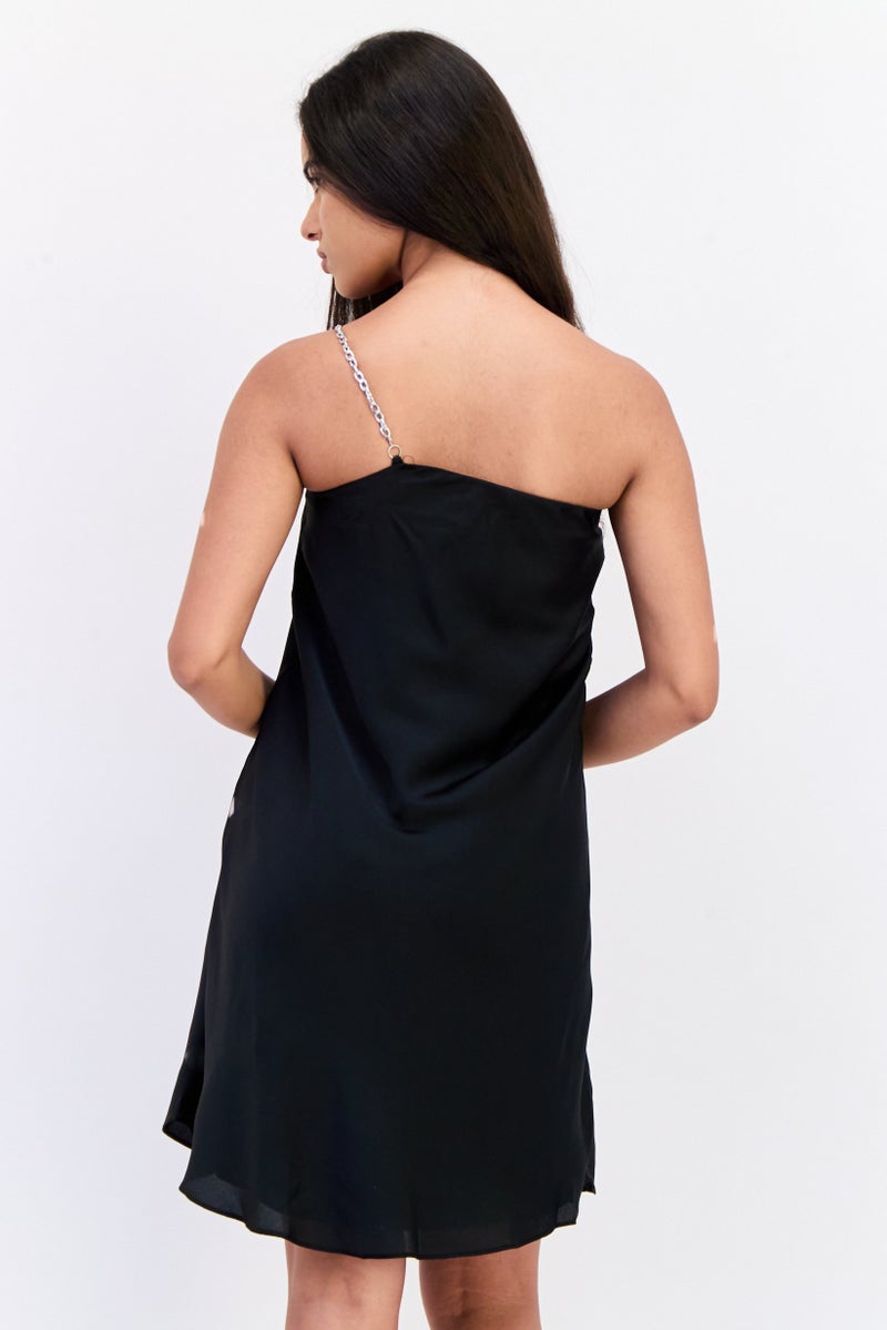 trendyol فستان كاجوال قصير بسيط للنساء، أسود - Image 3