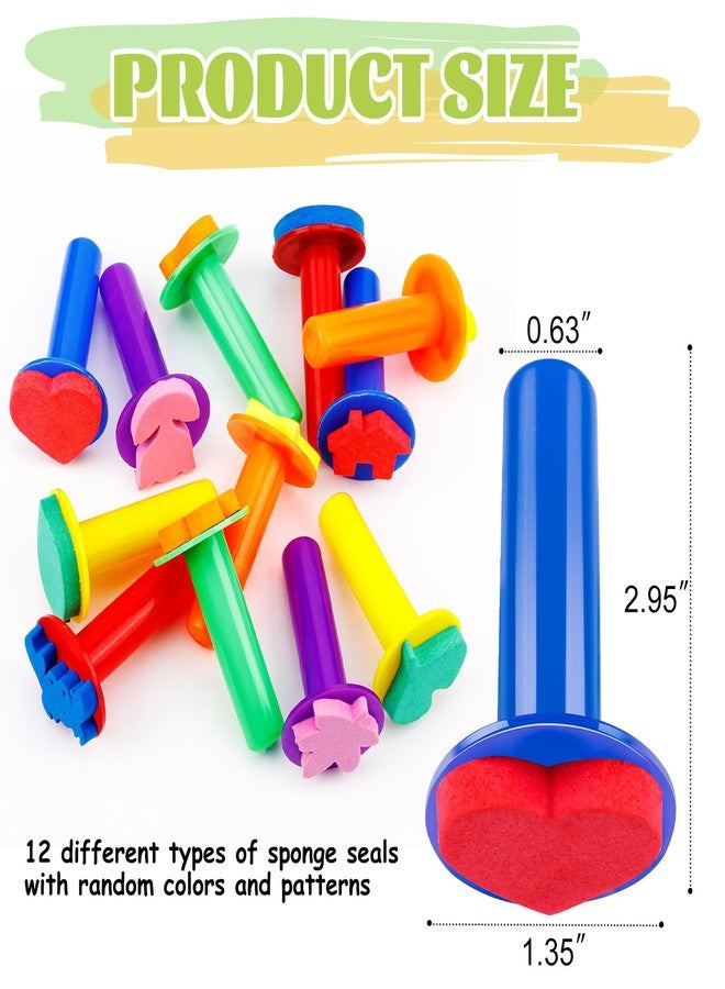 TORINALITAL 12Pcs Paint Stamps for Kids, Sponge Brushes for Painting, EVA Foam Stamps for Early Learning Finger Paint Drawing Crafts and DIY - Image 2