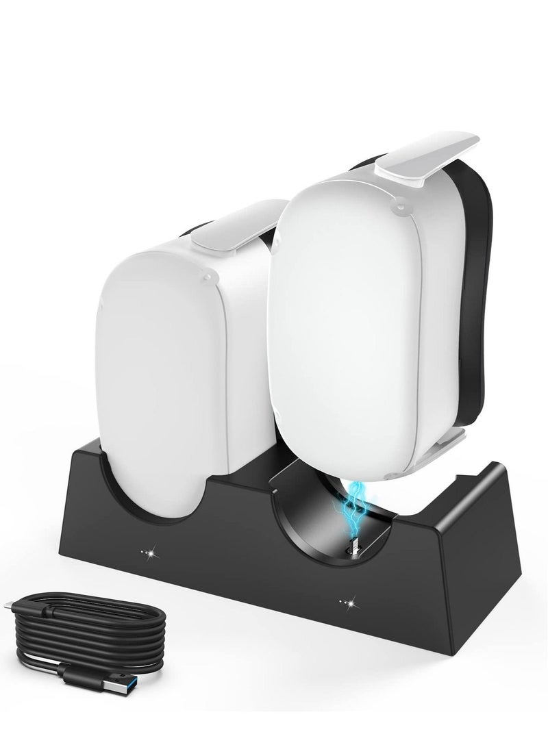 Quest 2 Dual Charging Dock, 2 in 1 Charging Stand with 1.5M USB-C Link Cable, Suitable for Quest 2 Headset Touch Controller Accessories, Quest 2 with Charging Port Indicator - Image 1