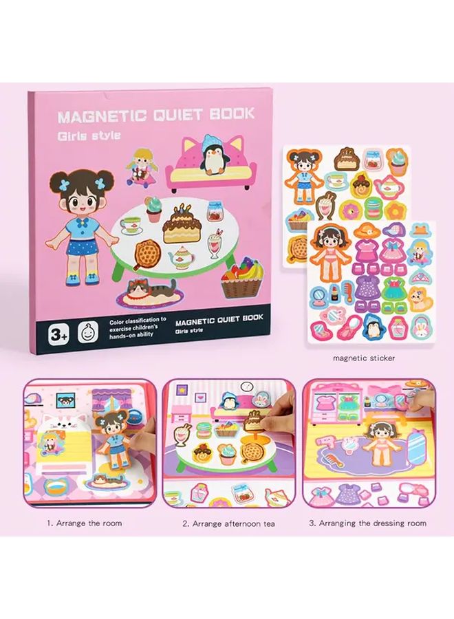 مجموعة كتب هادئة للفتيات من عمر 3 سنوات فما فوق لتطوير التنسيق بين اليد والعين مع ملصقات الفرز - Image 1