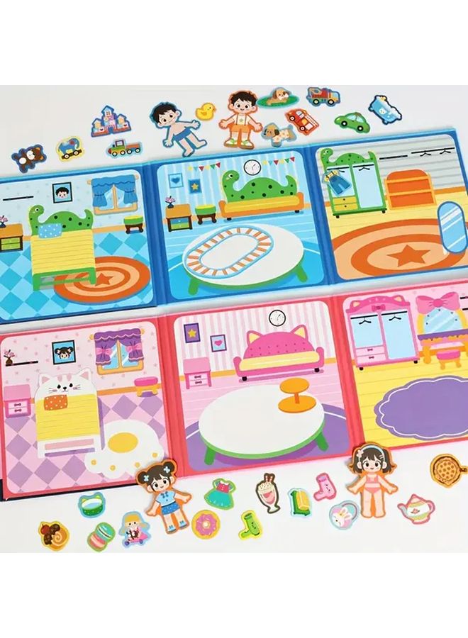 مجموعة كتب هادئة للفتيات من عمر 3 سنوات فما فوق لتطوير التنسيق بين اليد والعين مع ملصقات الفرز - Image 2