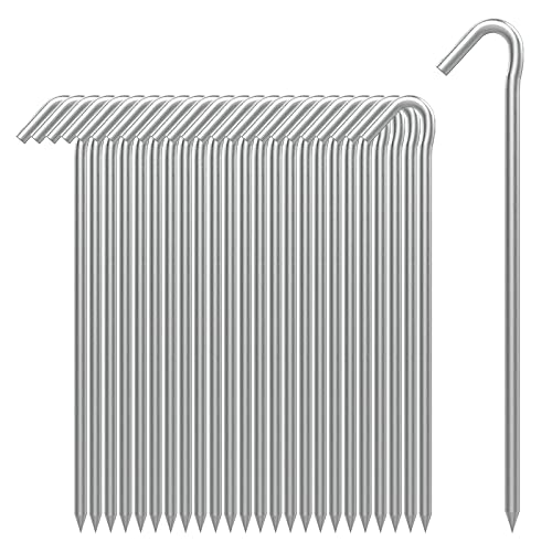 AAGUT Tent Stakes Heavy Duty Metal 9 Inch, 25 Pack Rust-Resistant Galvanized Steel Camping Stake Garden Edging Fence Hooks Yard Tent Pegs for Inflatable, Tarp, Outdoor Christmas Decorations - Image 1