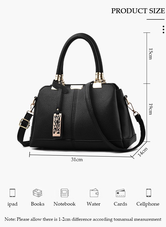 DUNISO Women's Handbag with Removable Shoulder Strap, Soft PU Leather Elegant Tote Bag, Large Capacity Tote Shoulder Bag, Fashion Ladies Satchel Bag for Office Travel Daily - Image 2