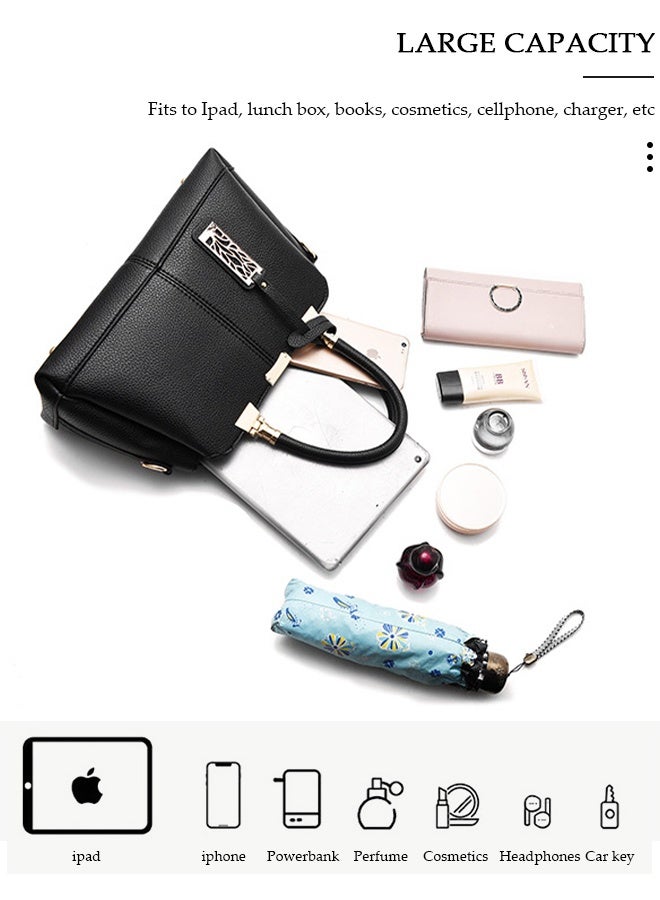 DUNISO Women's Handbag with Removable Shoulder Strap, Soft PU Leather Elegant Tote Bag, Large Capacity Tote Shoulder Bag, Fashion Ladies Satchel Bag for Office Travel Daily - Image 3