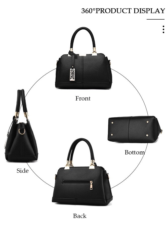 DUNISO Women's Handbag with Removable Shoulder Strap, Soft PU Leather Elegant Tote Bag, Large Capacity Tote Shoulder Bag, Fashion Ladies Satchel Bag for Office Travel Daily - Image 4