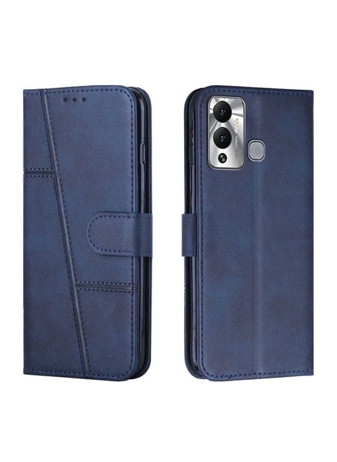 Case Cover For For Infinix Hot 12 Play Stitching Calf Texture Buckle Leather Phone Case(Blue)