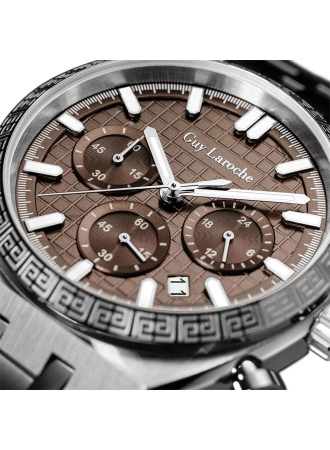 Guy Laroche Grey Gray Dial Silver Metal Bracelet Chronograph Watch for Men 41mm for Men | Best Price UAE
