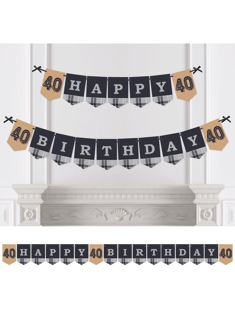 Big Dot of Happiness Big Dot of Happiness 40th Milestone Birthday Party Bunting Banner - Vintage Party Decorations - Happy Birthday  - Image 1