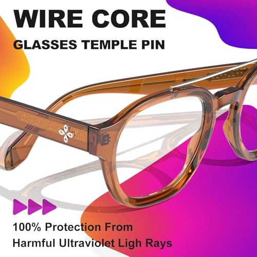 VISOONE Fashion Round Blue Light Glasses for Women Men, Retro Aviator Computer Glasses, Anti Eyestrain Metal Double Bridge Frame SANFORD - Image 5