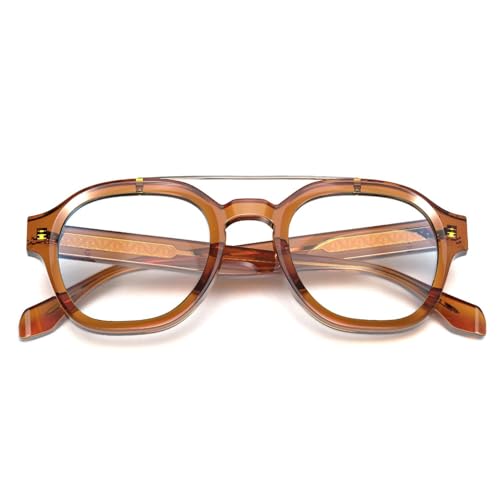 VISOONE Fashion Round Blue Light Glasses for Women Men, Retro Aviator Computer Glasses, Anti Eyestrain Metal Double Bridge Frame SANFORD - Image 4