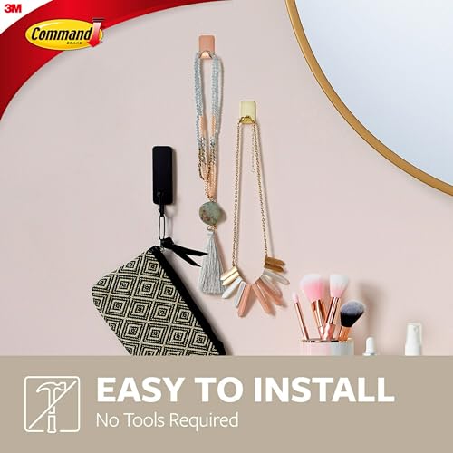 Command Small Metallic Hooks Brass Color, 4 Hooks and 5 Command Strips, Damage-Free Wall Hooks with Adhesive Strips, Adhesive Hooks for Hanging Christmas Decorations, Holds up to 0.5 lb - Image 4
