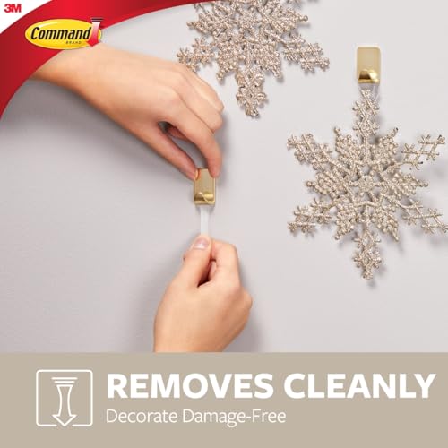 Command Small Metallic Hooks Brass Color, 4 Hooks and 5 Command Strips, Damage-Free Wall Hooks with Adhesive Strips, Adhesive Hooks for Hanging Christmas Decorations, Holds up to 0.5 lb - Image 5