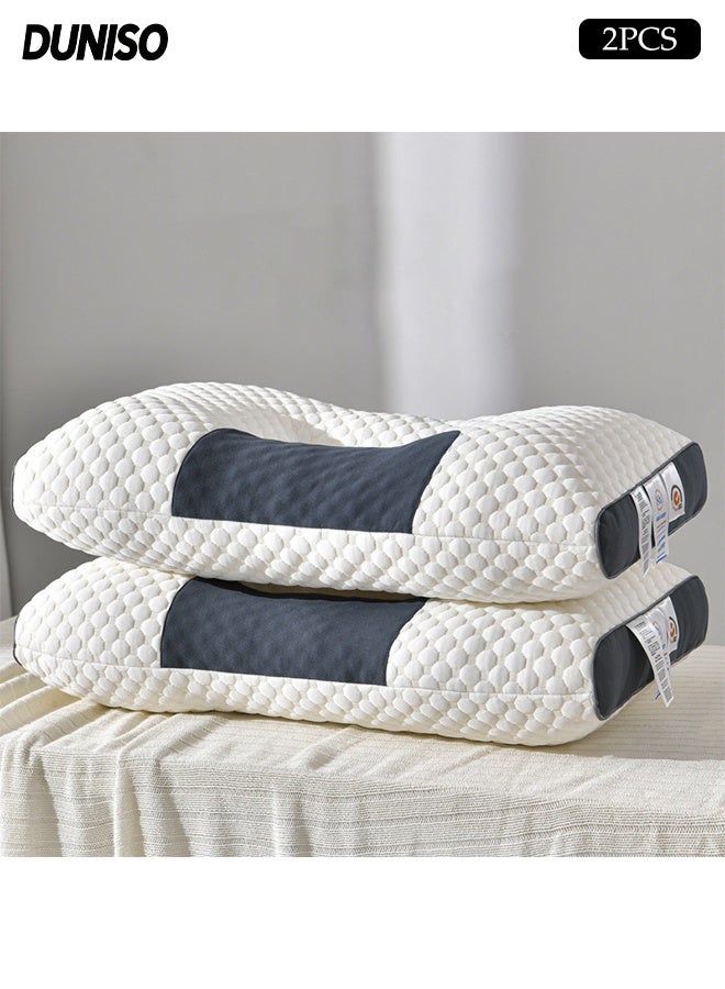 DUNISO 2Pcs Knitted Massage Neck Pillow,3D SPA Massage Pillow,Sleep Massage Pillow Core, Contoured Support Pillows for Side Back Stomach Sleepers,Breathable and Skin-Friendly,Pain Relief With Cervical Neck Protection,for Bedroom, Living Room, Office - Image 1