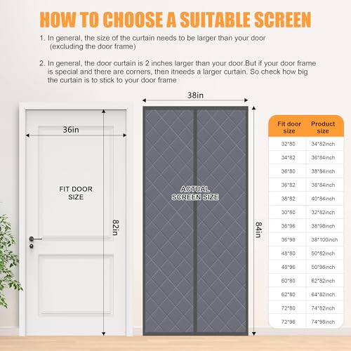 LIAMST ستارة باب حرارية مغناطيسية LIAMST معزولة، تناسب حجم الباب 36" × 82"، فتح في المنتصف، قماش أكسفورد متين وألياف بوليستر سميكة، قاع مثقل، ستائر باب حرارية مؤقتة، GGG03 - Image 2