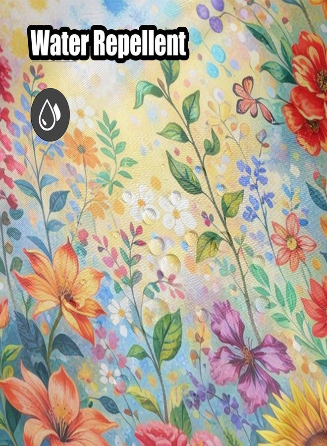 ستارة حمام IOHEFY ملونة بنقوش زهور، مقاس 70.8 × 70.8 بوصة، مزودة بخطافات، بنقشة زهور نابضة بالحياة وتصميم مستوحى من الحدائق، مصنوعة من قماش فاخر، مزينة بعباد الشمس والفراشات، مثالية لتزيين حوض الاستحمام. - Image 3