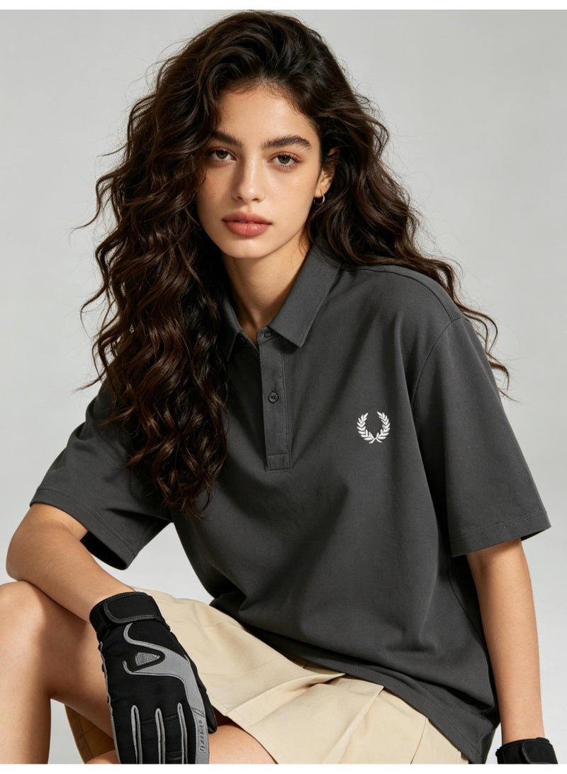فريد بيري Fred Perry unisex plain laurel wreath Polo shirt, breathable embossed knitted short sleeves, simple casual shirt for men and women. - Image 2