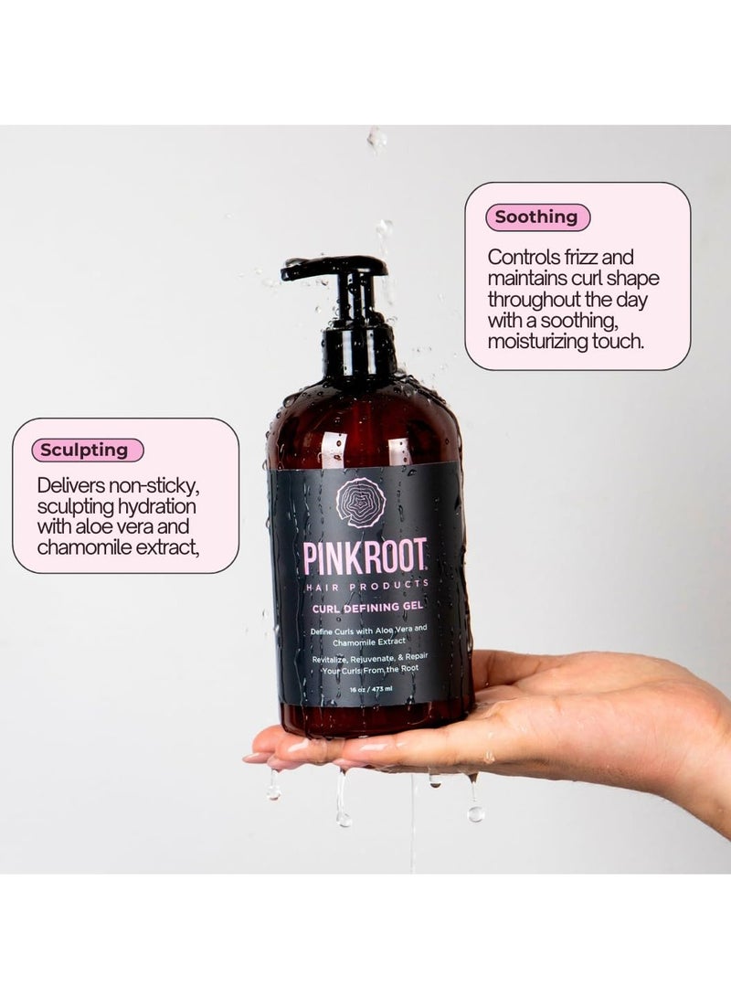 Pink Root Curl Defining Gel for Curly, Wavy, and Kinky Hair - with Aloe Vera and Chamomile Extract (8 Oz) - Image 3