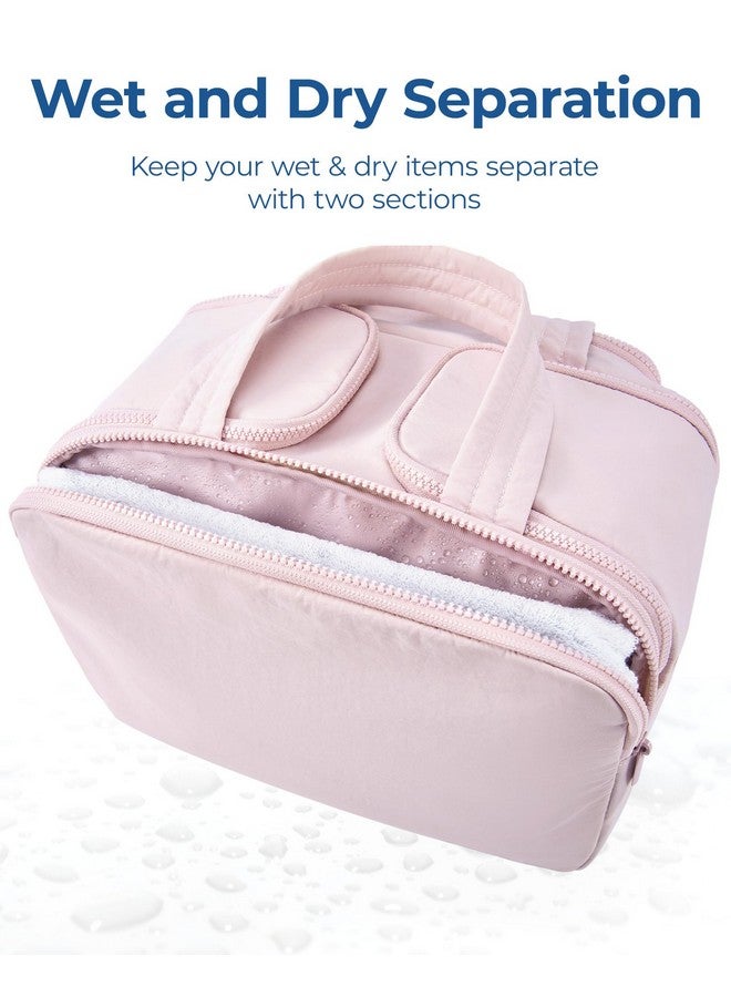 BAGSMART BAGSMART Travel Toiletry Bag, Lightweight Large Wide-open Travel Bag for Women, Puffy Cosmetic Makeup Bag Organizer with Handle for Accessories,Essentials, Toiletries, Pink - Image 4