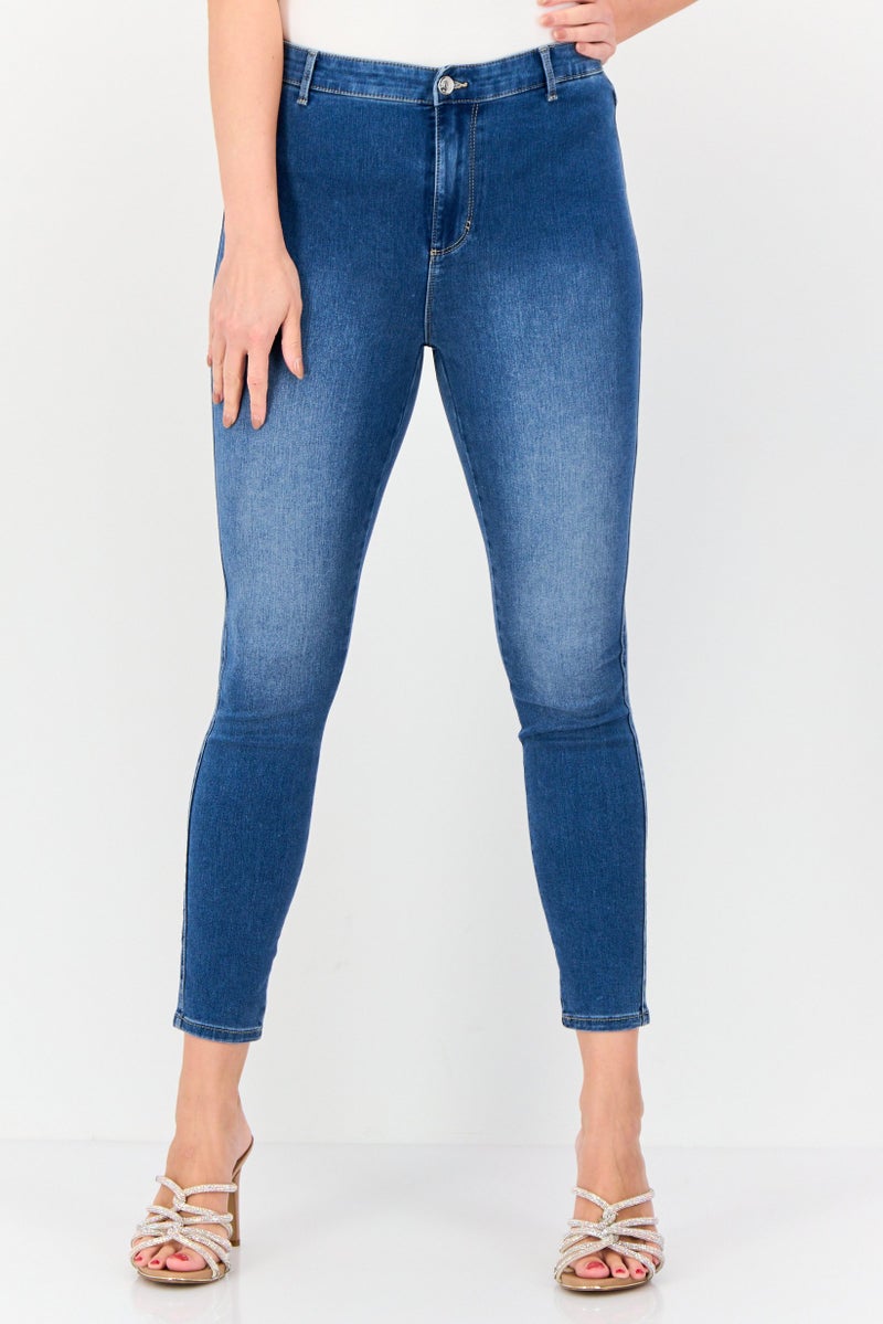 VERO MODA جينز ضيق مغسول قابل للتمدد للنساء من فيرو مودا، أزرق - Image 1