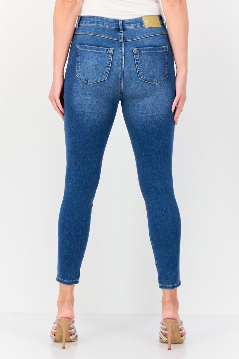 VERO MODA جينز ضيق مغسول قابل للتمدد للنساء من فيرو مودا، أزرق - Image 2