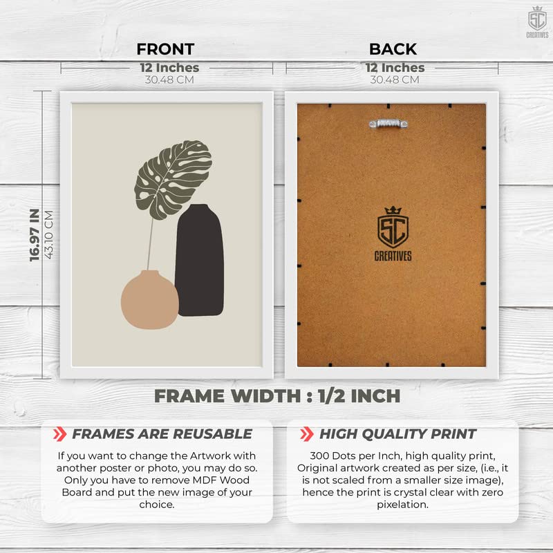 SC CREATIVES Set of 4 Trendy Design Shapes Framed Art Prints Painting with Plexi Glass 16 x 12 Inches Wall Art Posters for Wall Decor Wall Hangings White Frame Ready To Hang - Image 3