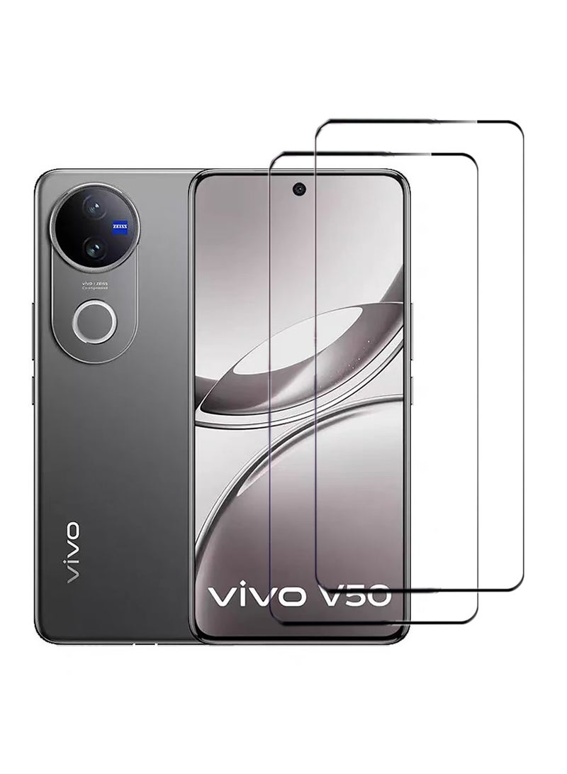 Glass for VIVO V50 5G Screen Protector Tempered Glass Hardness 9H HD Clear Anti-Fingerprint Film [2-Pack] - Image 1