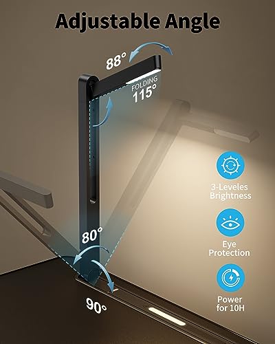 SAIJI Laptop Table with LED Desk Light SAIJI Laptop Stand for Bed Height Adjustments Bed Desk with Book Stand for Reading Writing Drawing Black - Image 3