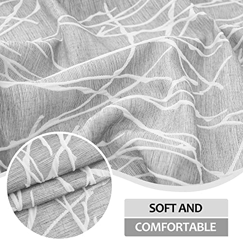 Pitalk White Grey Curtains 84 Inch Length for Living Room Darkening 2 Panel Back Tab Pocket Linen Textured Modern Farmhouse Tree Branch Pattern Light Filtering 50% Blackout Silver Gray Long Drape for Bedroom - Image 5
