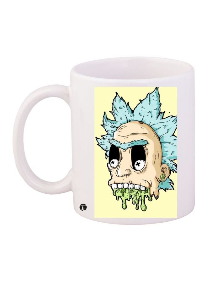 RYN Cartoon Printed Coffee Mug White/Beige/Green 11ounce