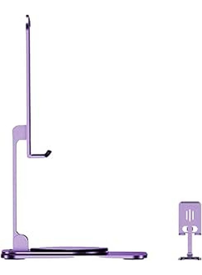 Dark Purple Aluminum Alloy Adjustable Foldable Phone Tablet Stand Dock - Image 1